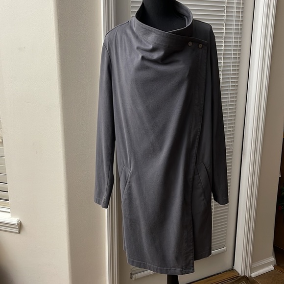 Vince Camuto Two Gray Washed Cotton Snap/Button/Zip Close Coat - New - Picture 2 of 12